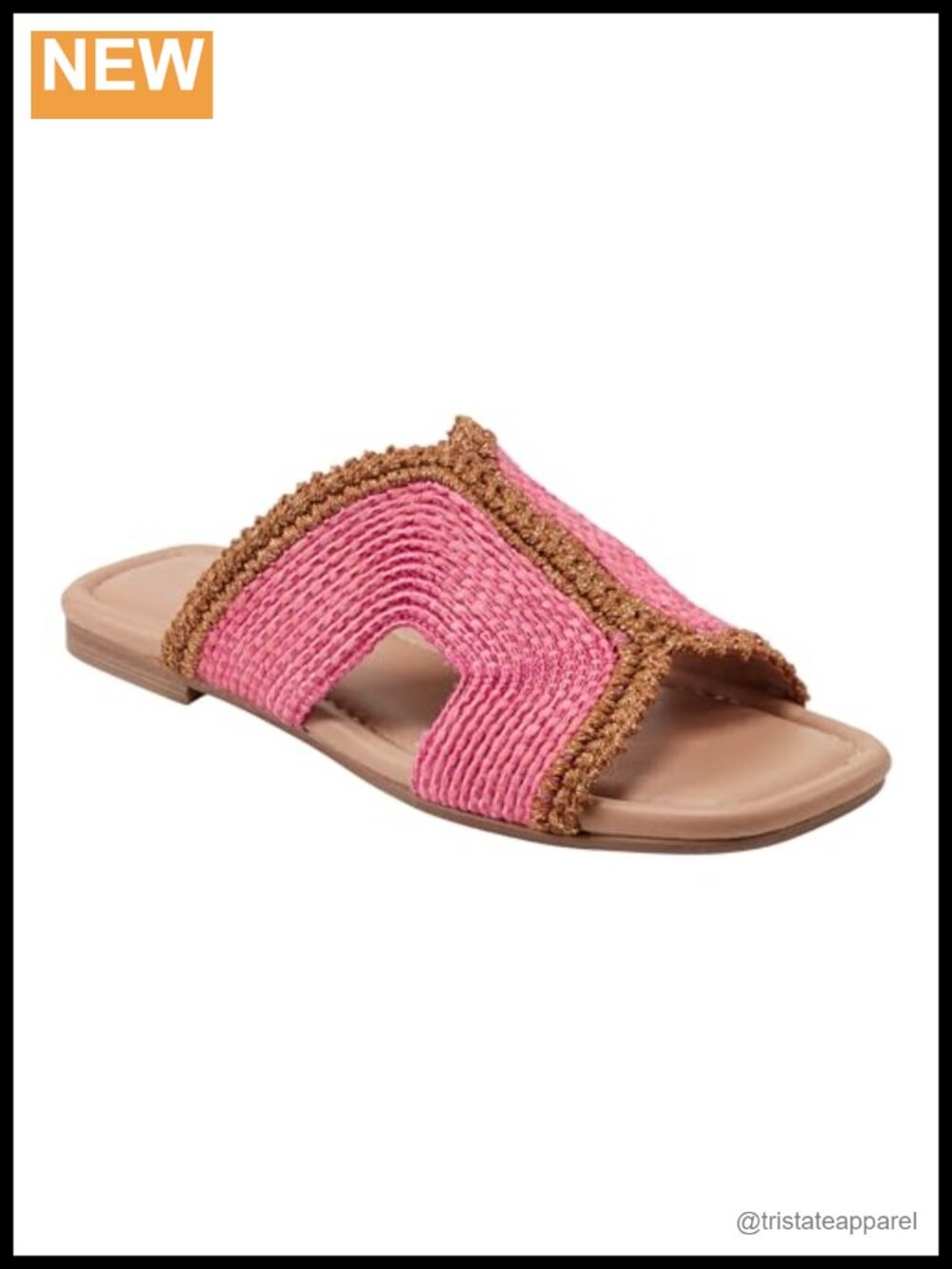 Nashie Flat Sandals Open Square Toe Woven Slip-On Casual